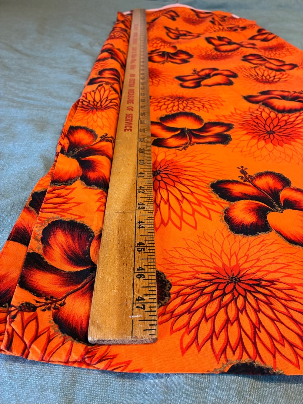 Vintage 1960s Hawaiian Hibiscus Print Orange Maxi Dress - Picture 11 of 11